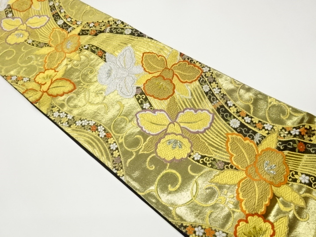 JAPANESE FUKURO OBI / WOVEN FLOWER ARABESQUE